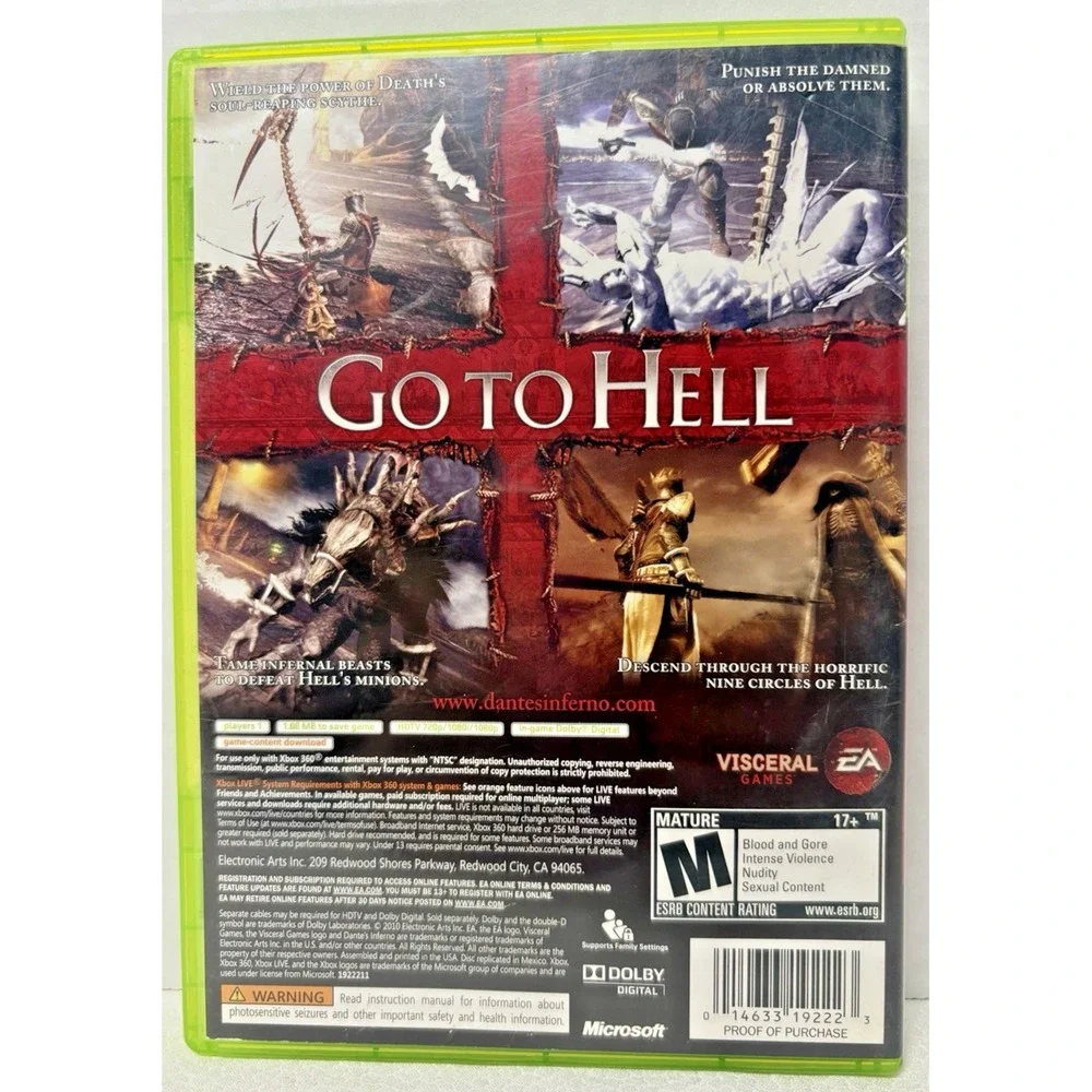 Microsoft Xbox 360: Dante's Inferno (2010) CIB - Complete w/ Manual - HTF!
